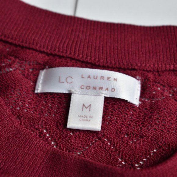 LC Lauren Conrad Red Ruffle Pointelle Sweater Dress - Picture 7 of 9